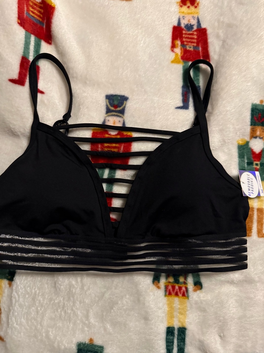 Victoria's Secret Black Strappy Bralette with Sheer Band